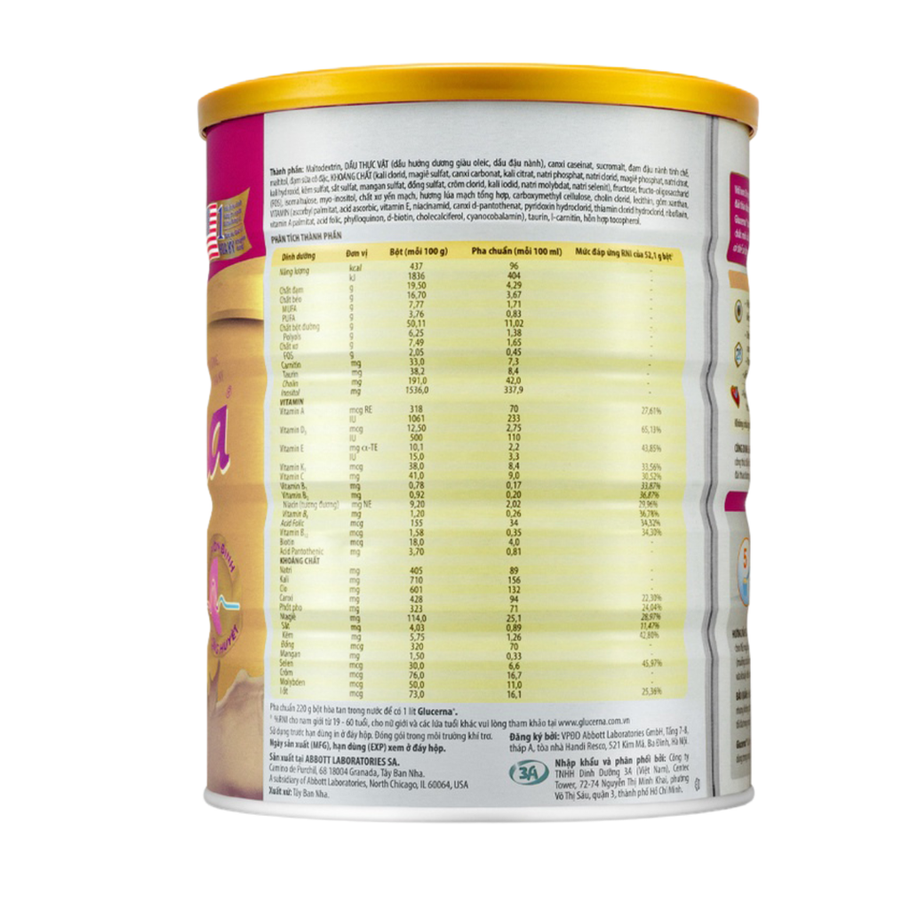 Sữa bột Glucerna Abbott 800g Hương Lúa mạch dành cho người bị tiểu đường