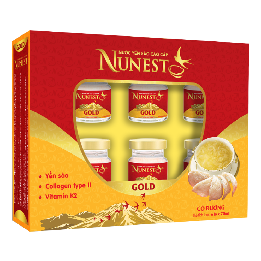 Nước Yến Sào Cao Cấp Nunest Gold - Lốc 6 Lọ (6 x 70ml)