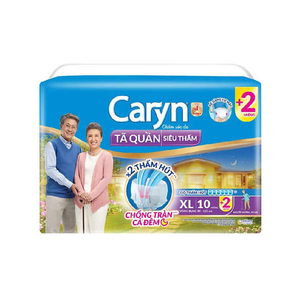 Tã Quần Người Lớn Caryn Mỏng Nhẹ Chống Tràn Size XL-10 Miếng Dành Cho Người Già Có Thể Tự Đi Lại Được