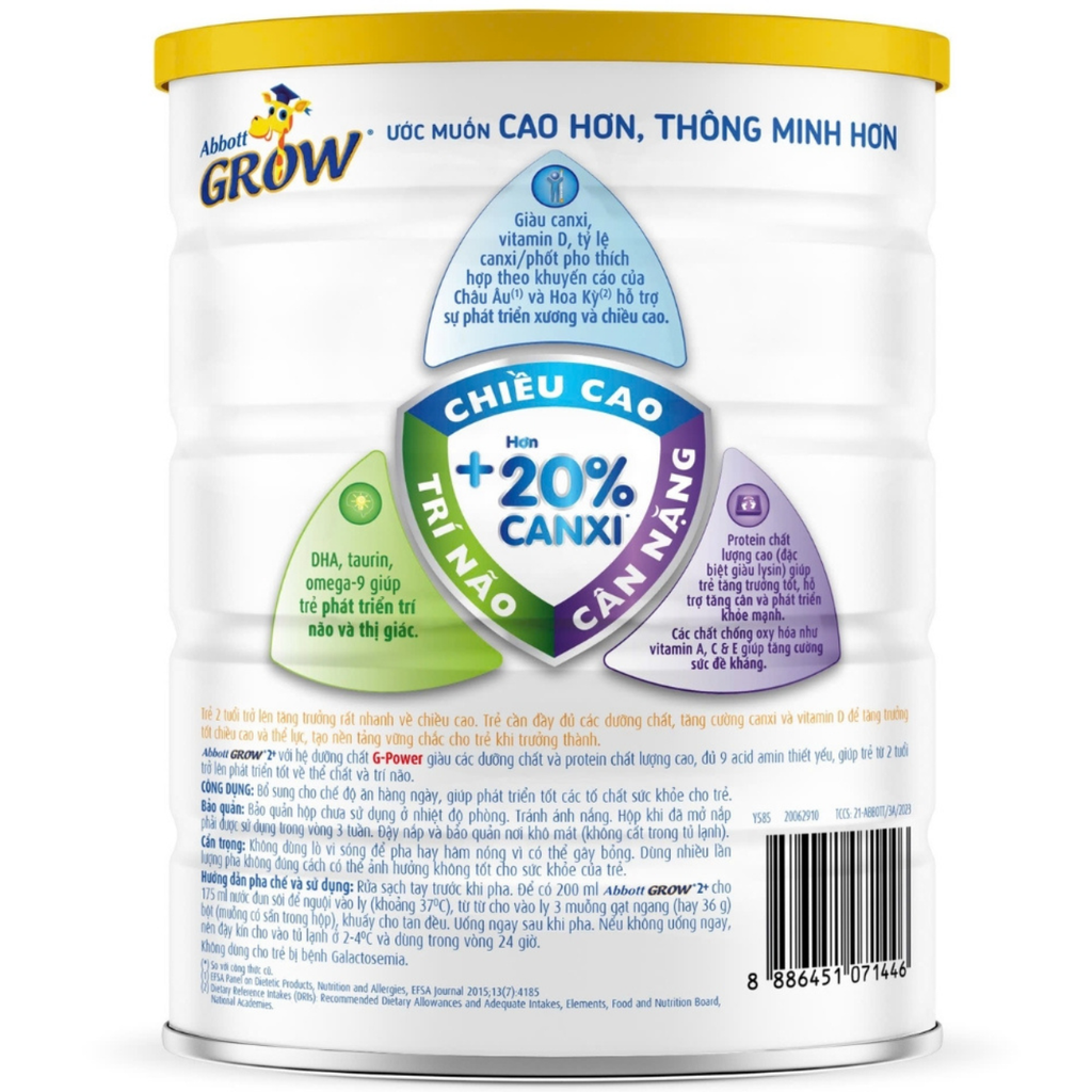 Sữa bột Abbott Grow 2+ 800g cho bé từ 2 tuổi