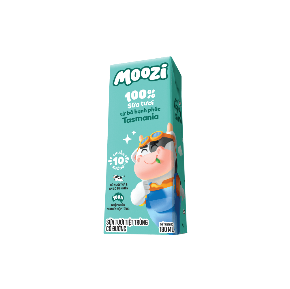 Thùng 24 hộp Sữa tươi tiệt trùng Moozi có đường 180ml