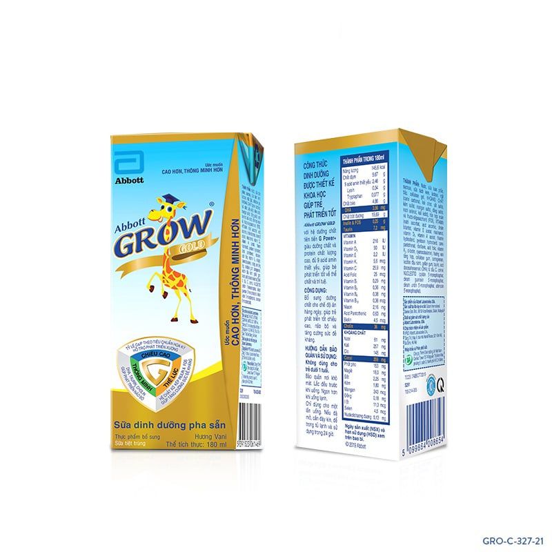 Thùng 48 hộp 180ml sữa nước Abbott Grow Gold hương vani
