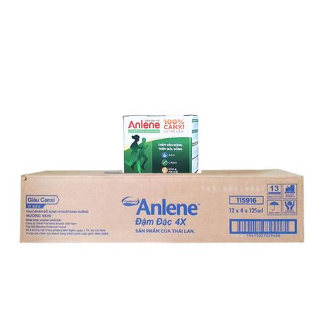 Sữa dinh dưỡng Anlene đậm đặc 4X hương Vani 125ml (48 hộp)