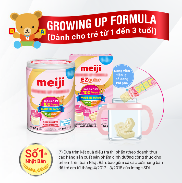 Sữa bột Meiji Growing up Formula 800g (12-36 tháng)