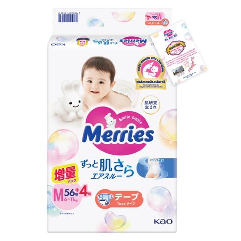 Tã dán Merries M 56+4 miếng (6-11kg)