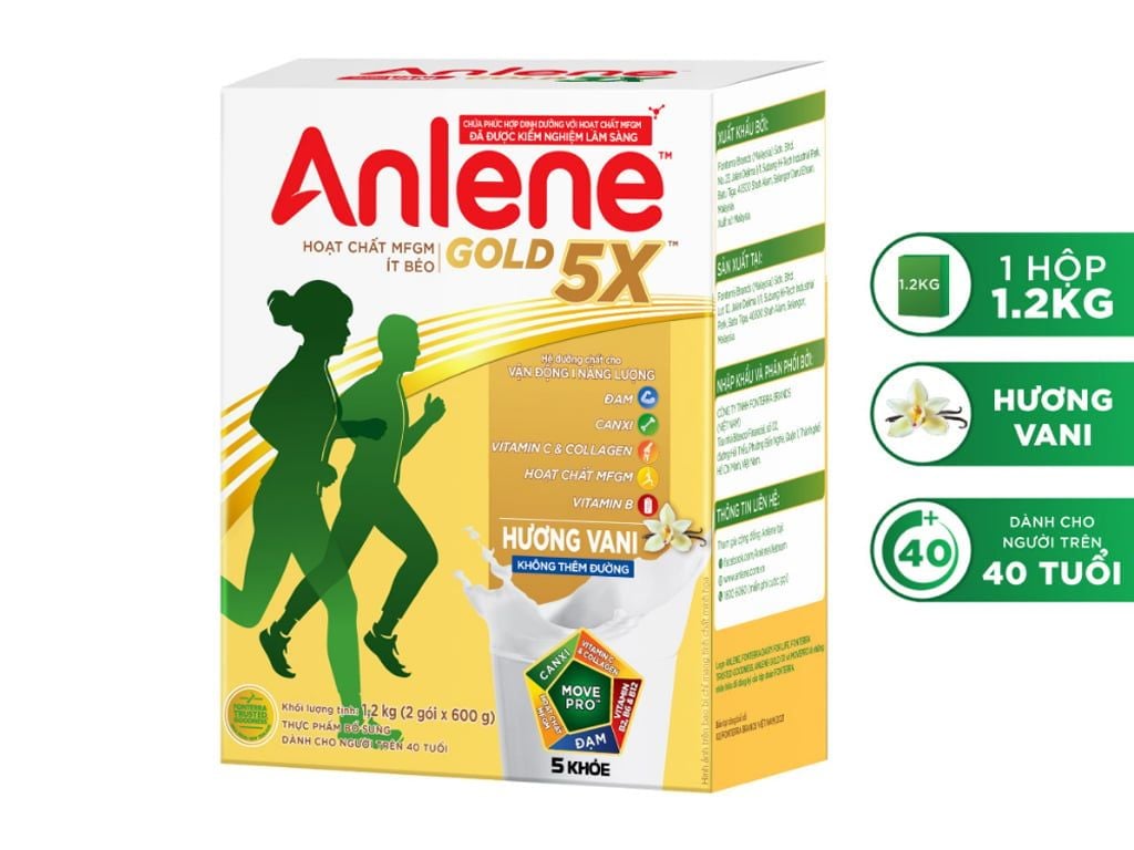Sữa bột Anlene Gold 5X hương vani hộp 1,2kg