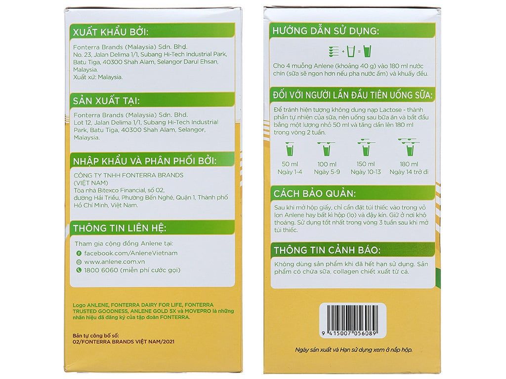 Sữa bột Anlene Gold 5X hương vani hộp 1,2kg