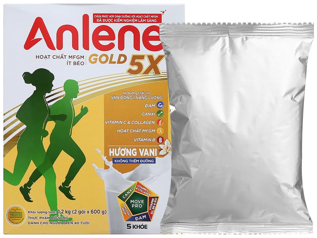 Sữa bột Anlene Gold 5X hương vani hộp 1,2kg