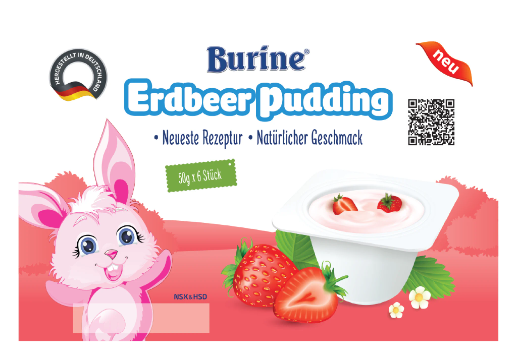 Pudding Burine Vị Dâu (Vỉ 6 hũ x50g)