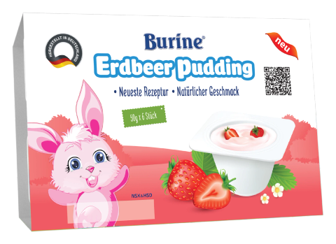 Pudding Burine Vị Dâu (Vỉ 6 hũ x50g)