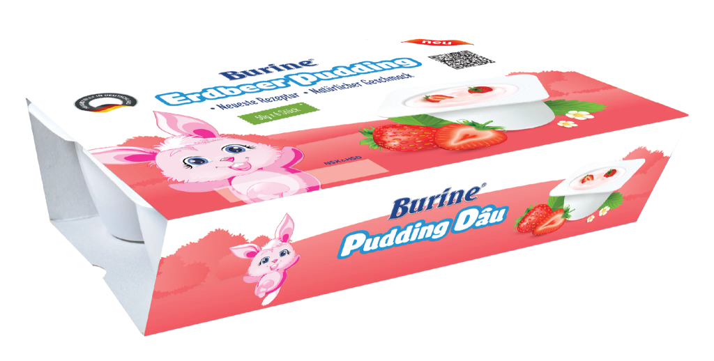 Pudding Burine Vị Dâu (Vỉ 6 hũ x50g)