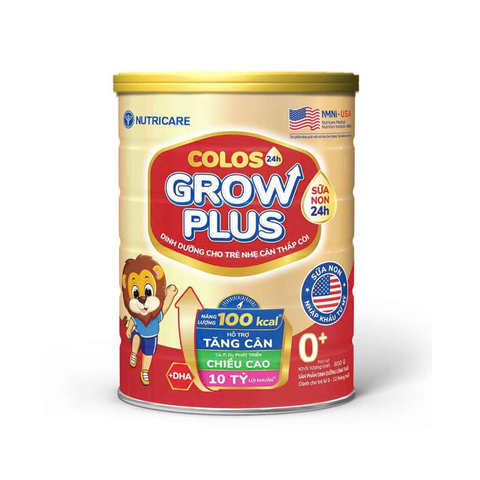 Sữa bột Colos24 Grow Plus 0+ Nutricare 800g cho bé 0-1 tuổi