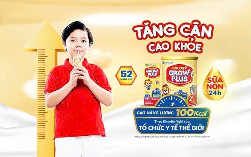Lốc 4 hộp sữa dinh dưỡng COLOS24h GROW PLUS cho trẻ từ 1 tuổi