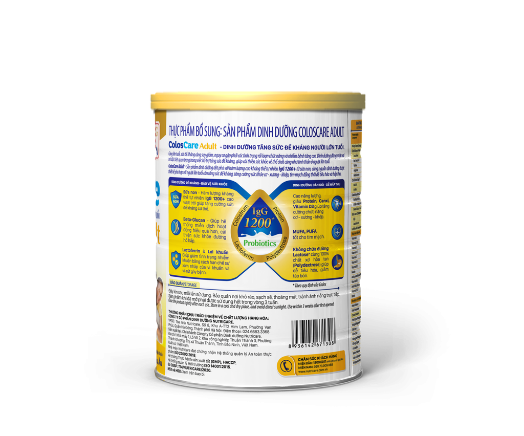 Sữa bột Coloscare Adult 800g – Sữa non tăng đề kháng cho người lớn