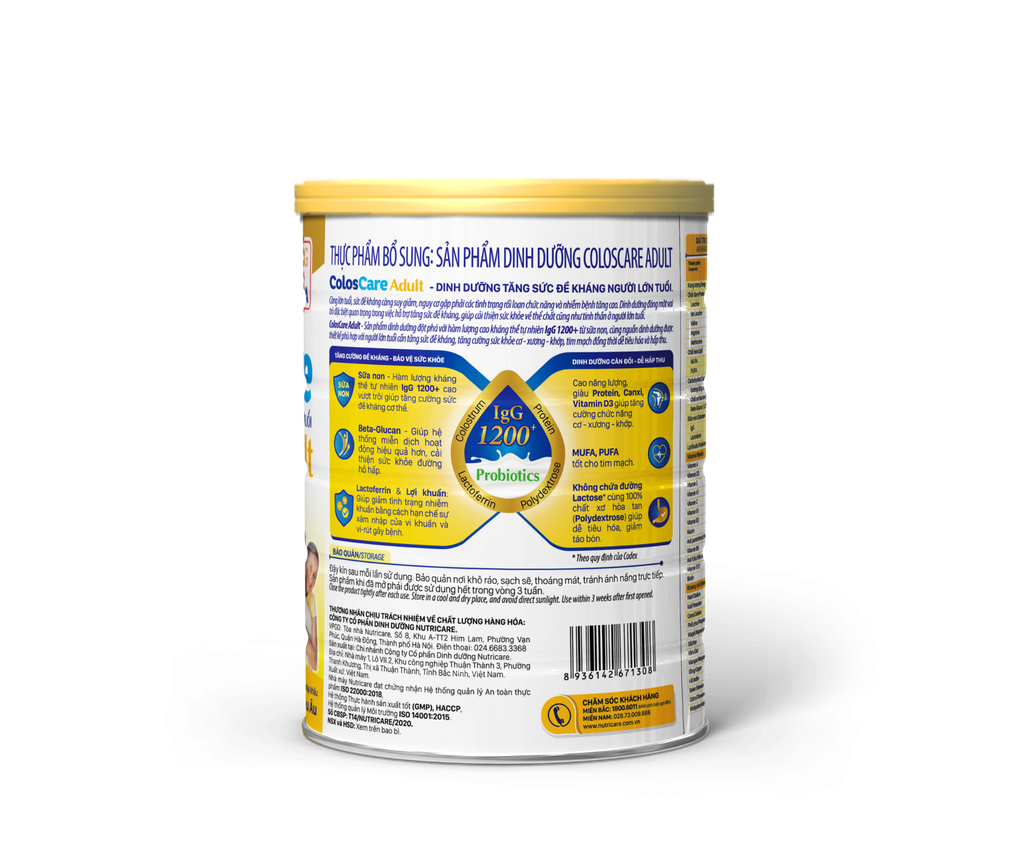 Sữa bột Coloscare Adult 800g – Sữa non tăng đề kháng cho người lớn