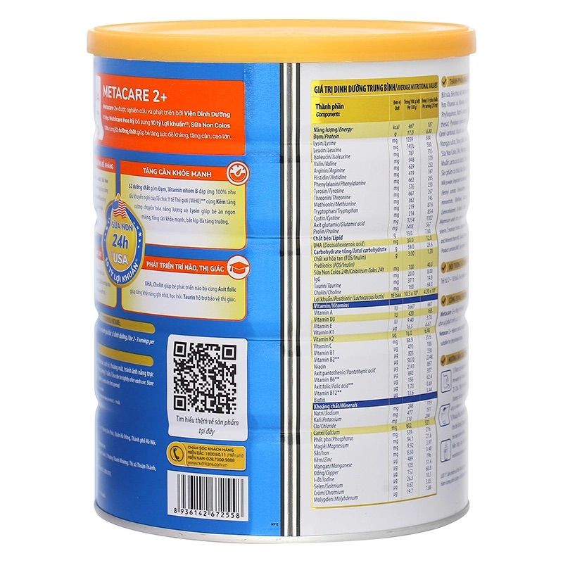 Sữa bột MetaCare Eco 2+ 850g cho bé 2-10 tuổi