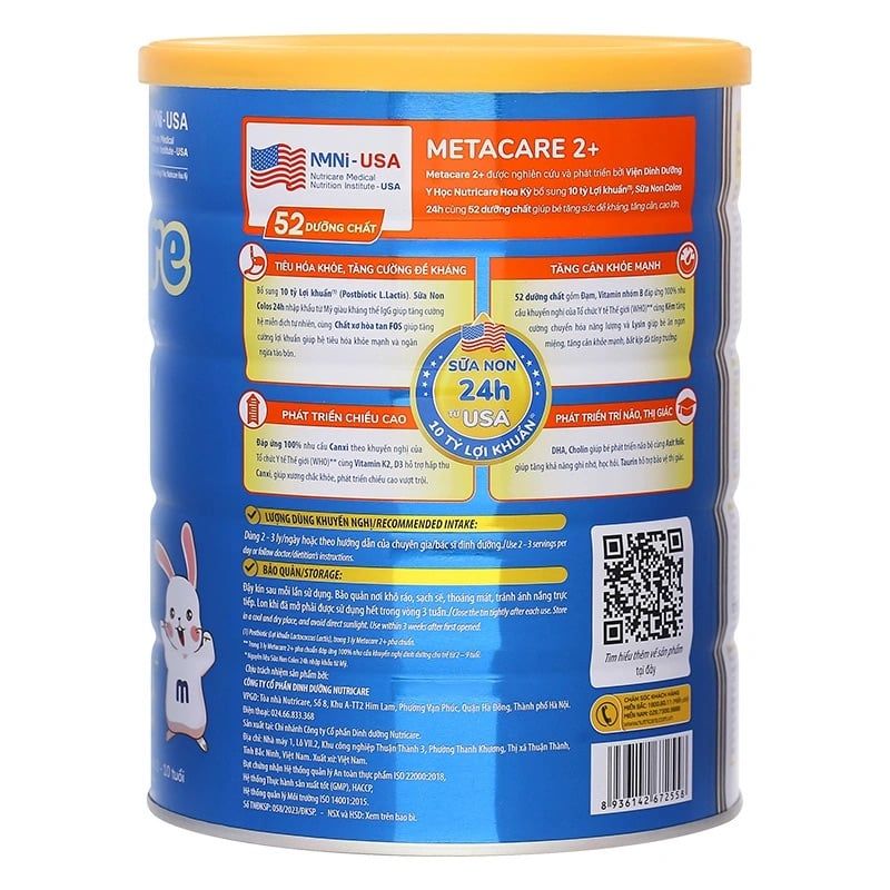 Sữa bột MetaCare Eco 2+ 850g cho bé 2-10 tuổi