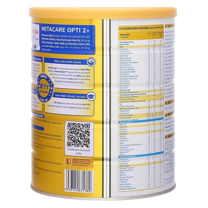 Sữa bột MetaCare OPTI 2+ 850g - Cho bé từ 2 đến 10 tuổi