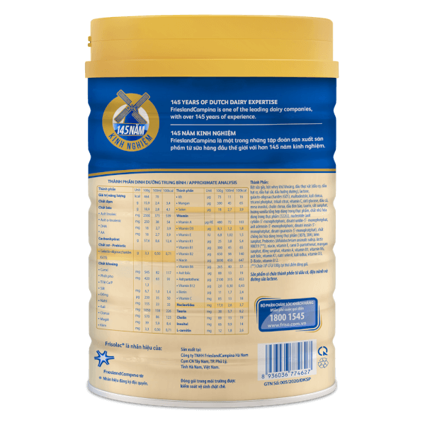 Sữa Frisolac Gold số 3 850g (dành cho trẻ 1 - 2 tuổi)