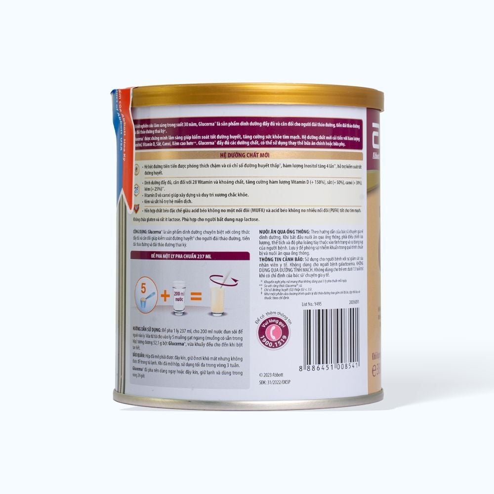Sữa bột dành cho người bị tiểu đường Glucerna Abbott 380g Hương Vani
