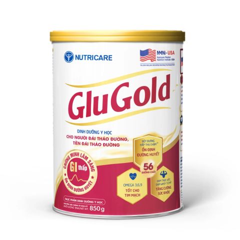 Sữa bột GLUGOLD- 850gr - Nutricare ( giải pháp dinh dưỡng cho người đái tháo đường, tiền đái tháo đường)