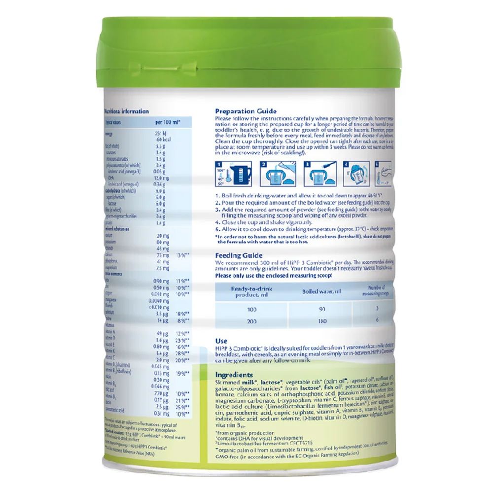 Sữa HiPP Organic Combiotic số 3 800g (1-3 tuổi)