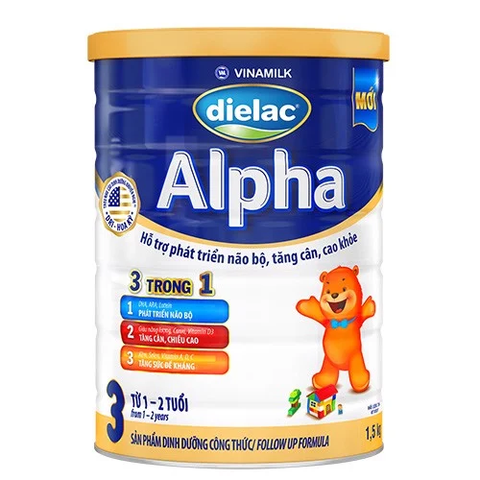 Sữa bột Vinamilk Dielac Alpha 3 1500gr cho trẻ 1-2 tuổi