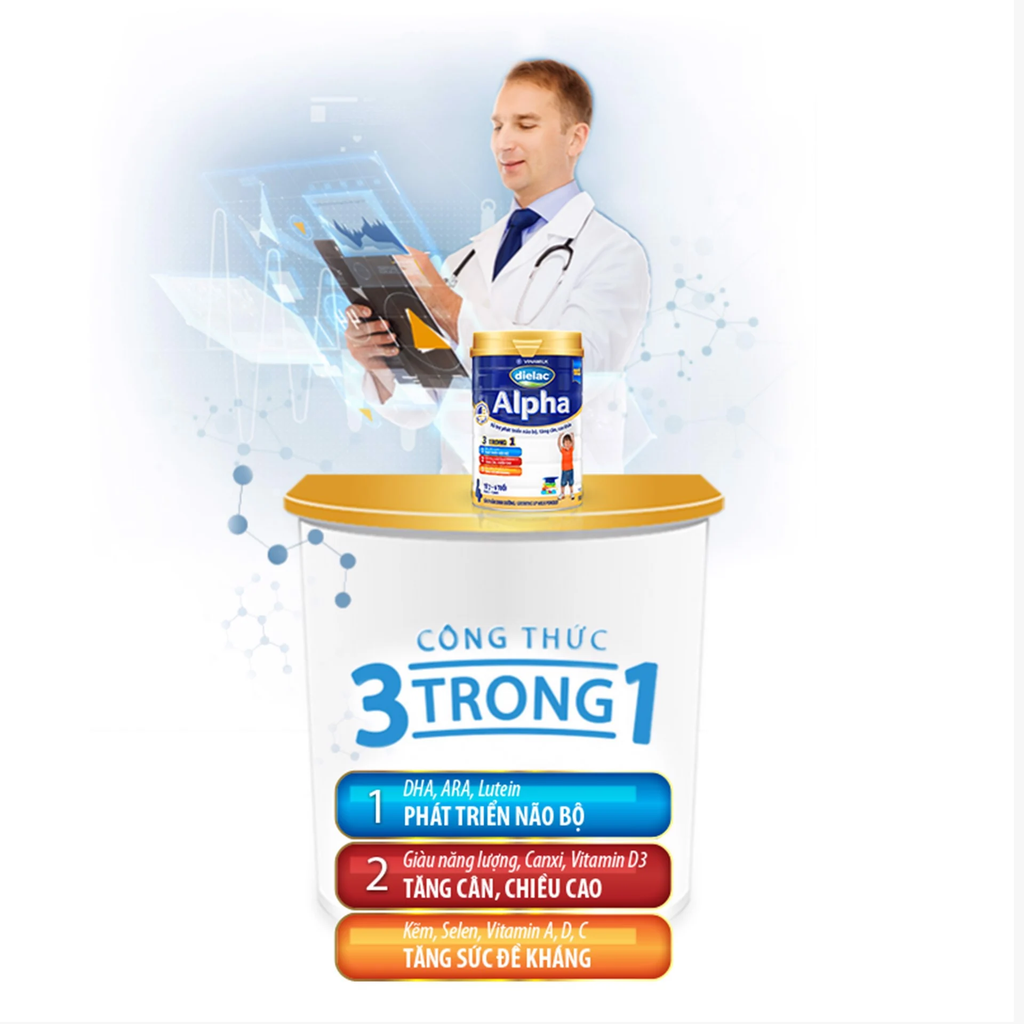Sữa bột Vinamilk Dielac Alpha 3 1500gr cho trẻ 1-2 tuổi