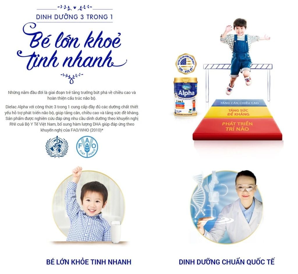 Sữa bột Vinamilk Dielac Alpha 3 1500gr cho trẻ 1-2 tuổi