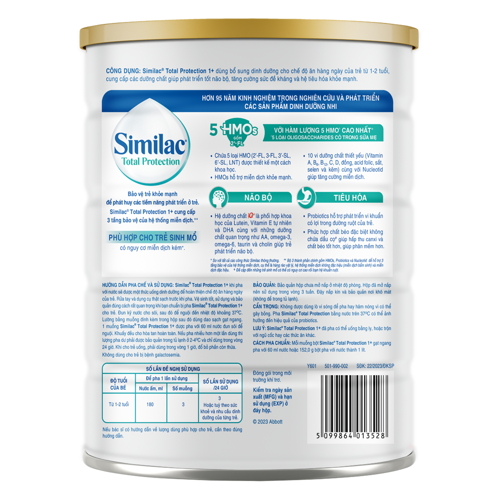 Sữa bột Similac Total Protection 1+ 850g cho bé 1-2 tuổi
