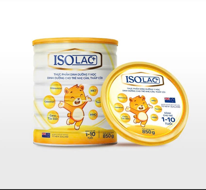 Sữa bột ISOLac+ 850g cho trẻ 1 - 10 tuổi nhẹ cân thấp còi
