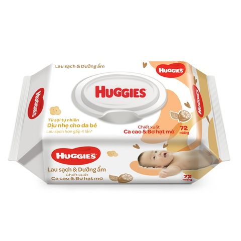 Khăn ướt Huggies cao cấp chiết xuất cacao và bơ hạt mỡ 72 miếng
