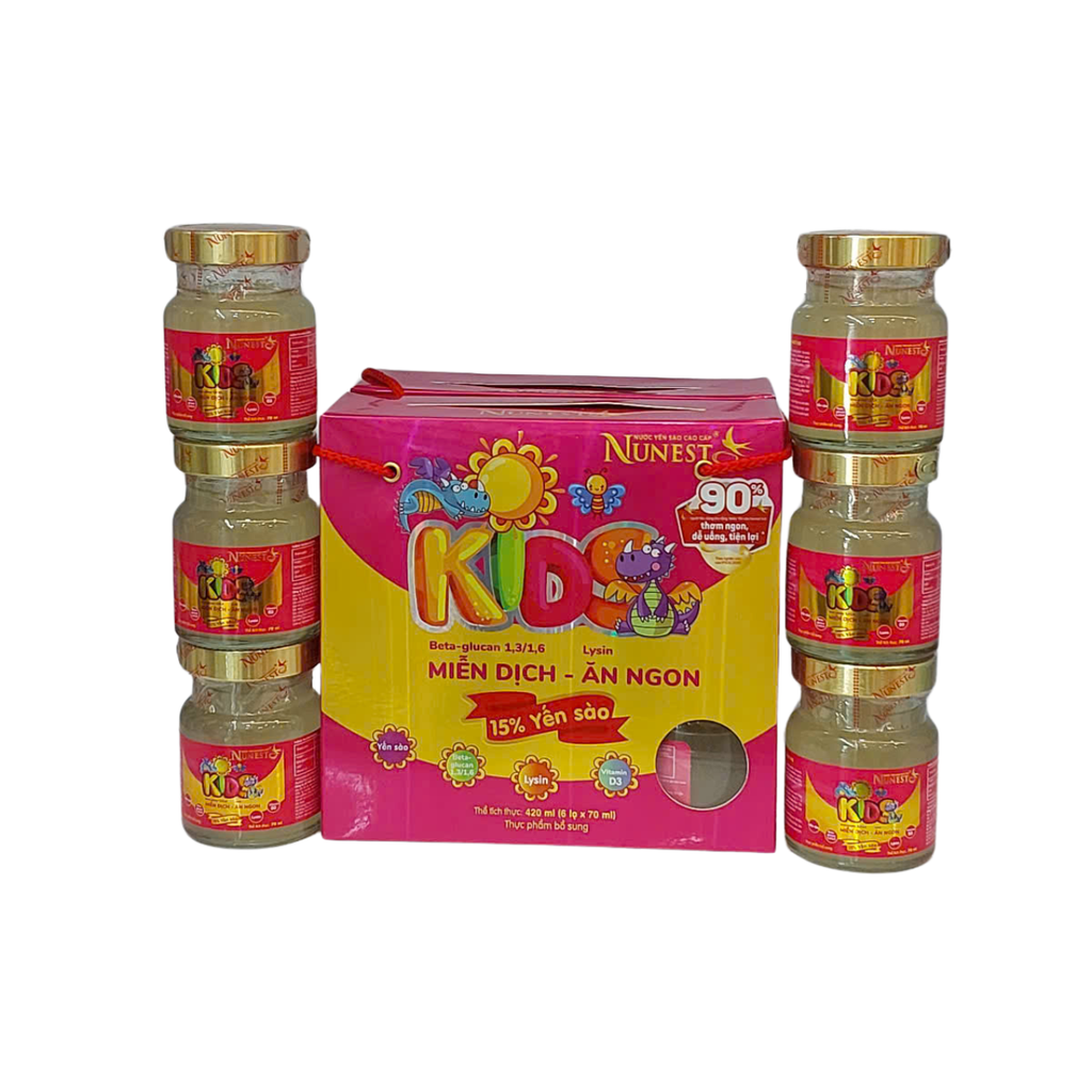 Nước Yến NuNest Kids vị Tự Nhiên (6 lọ 75ml)