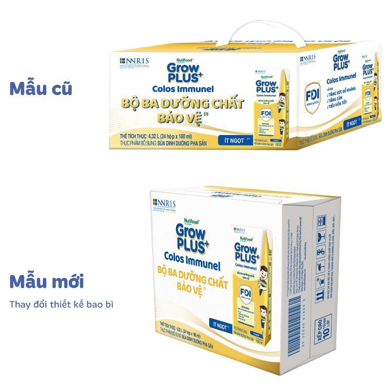 Sữa dinh dưỡng Nutifood GrowPLUS+ Colos Immunel 4x180ml (trên 1 tuổi)