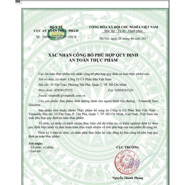 Sữa bột Vinamilk Sure Diacerna 900g cho người tiểu đường