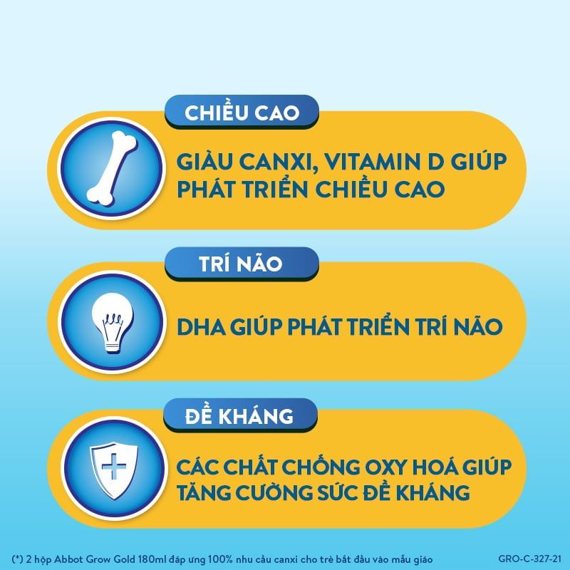 Sữa dinh dưỡng Abbott Grow Gold hương vani 180ml (Từ 1 tuổi)
