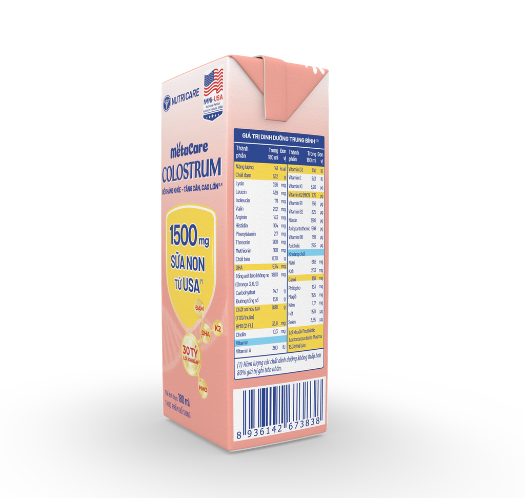 Lốc 4 hộp sữa nước 180ml Metacare Colostrum - cho bé 1 tuổi trở lên