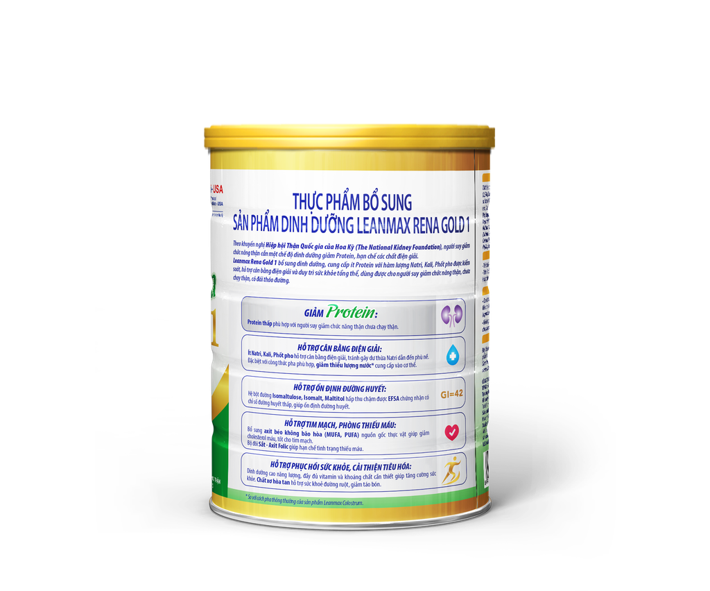 Sữa bột Lean Max Rena Gold 1 - 900gr ( dinh dưỡng cho bệnh nhân suy thận trước lọc)