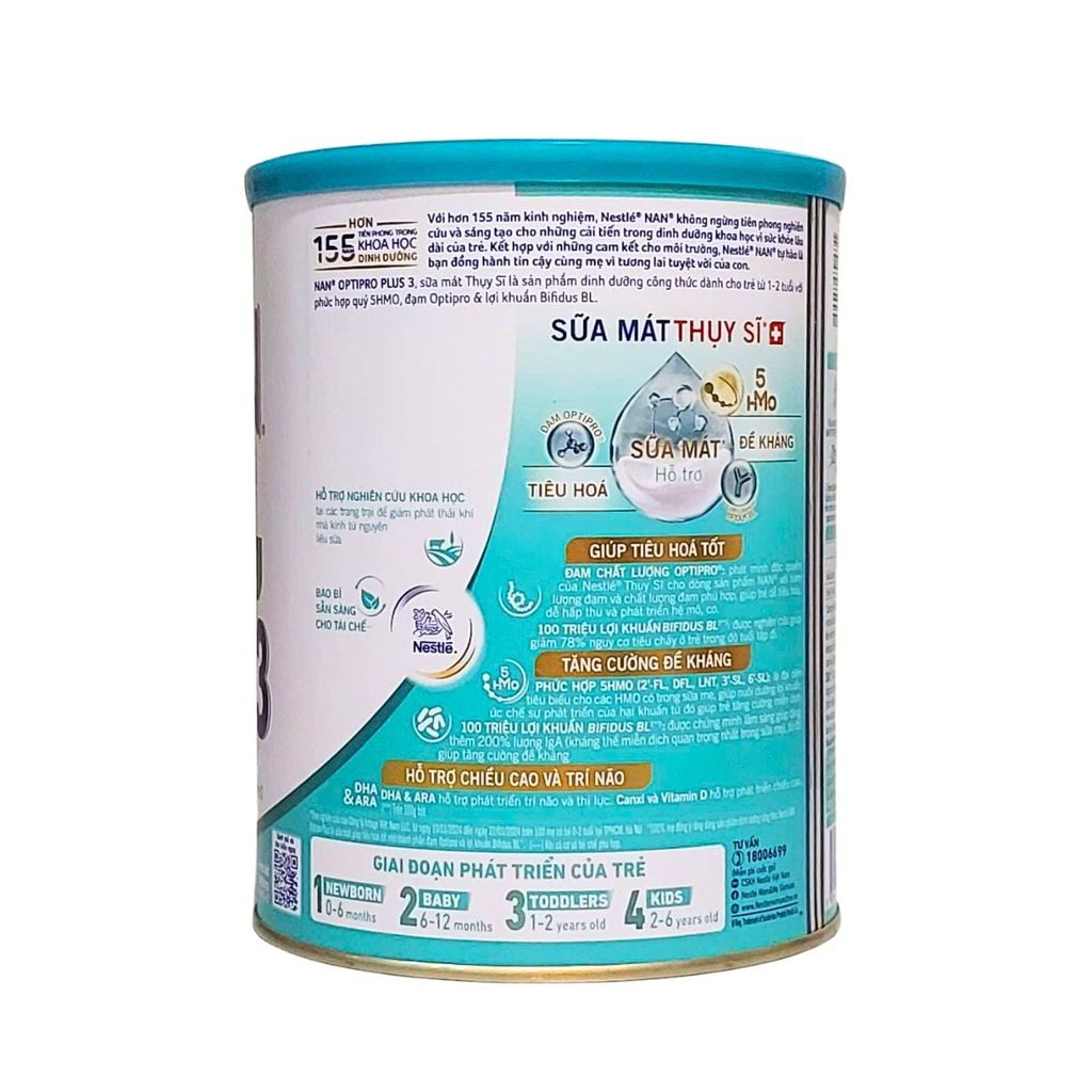 Sữa bột Nestlé NAN OPTIPRO PLUS 3 800g (1-2 tuổi)