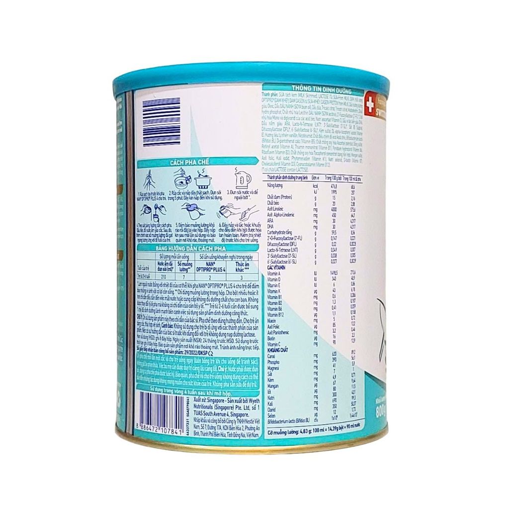 Sữa bột Nestlé NAN OPTIPRO PLUS 4 800g (2-6 tuổi)