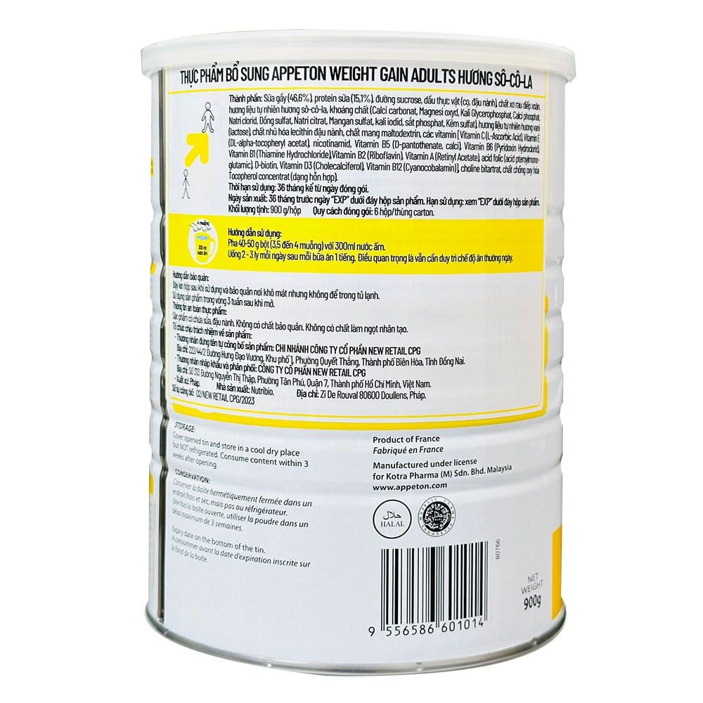 Sữa bột Appeton Weight Gain 900g cho người gầy