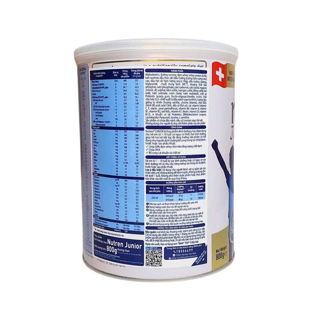 Sữa bột Nutren Junior 800g cho trẻ 1-10 tuổi