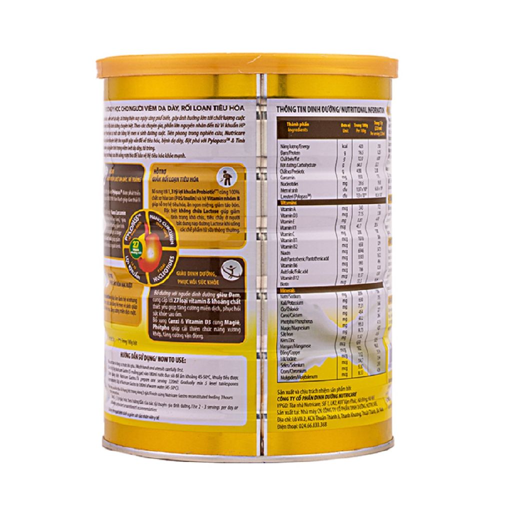 Sữa bột NutriCare GASTRO - 900gr dành cho người đau dạ dày