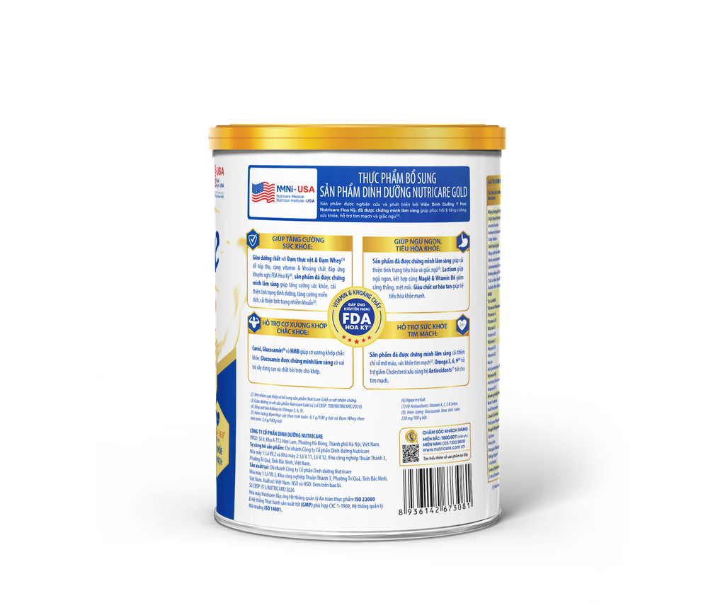 Sữa bột Nutricare Gold 850g - Dinh dưỡng cho người lớn tuổi