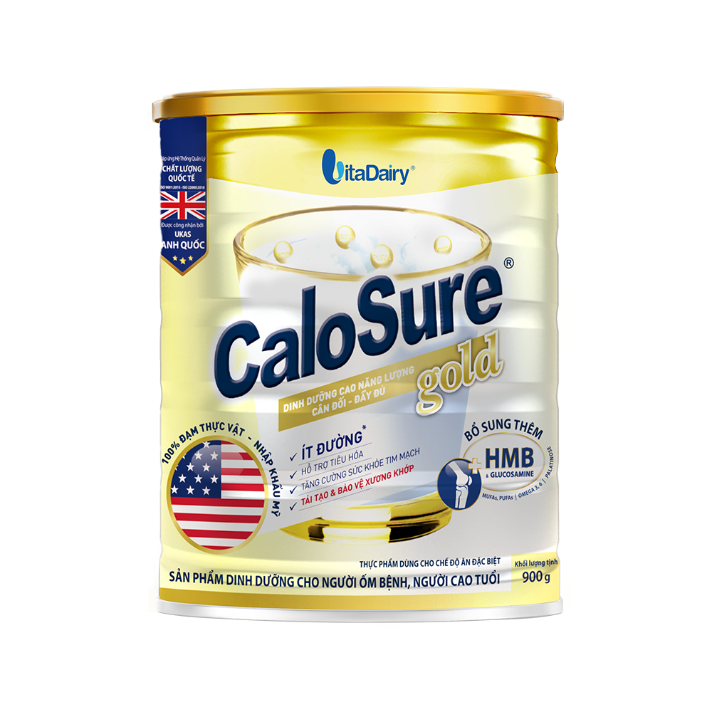Sữa bột CaloSure Gold Vitadairy ít đường, tăng cường sức khỏe tim mạch, hồi phục sức khỏe 900g