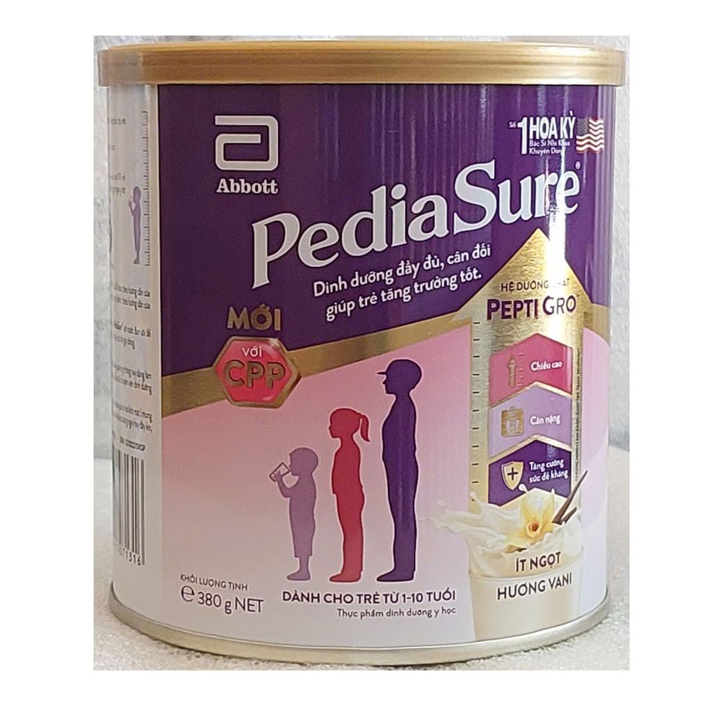 Sữa Pediasure 380g vani ít ngọt cho trẻ biếng ăn 1-10 tuổi