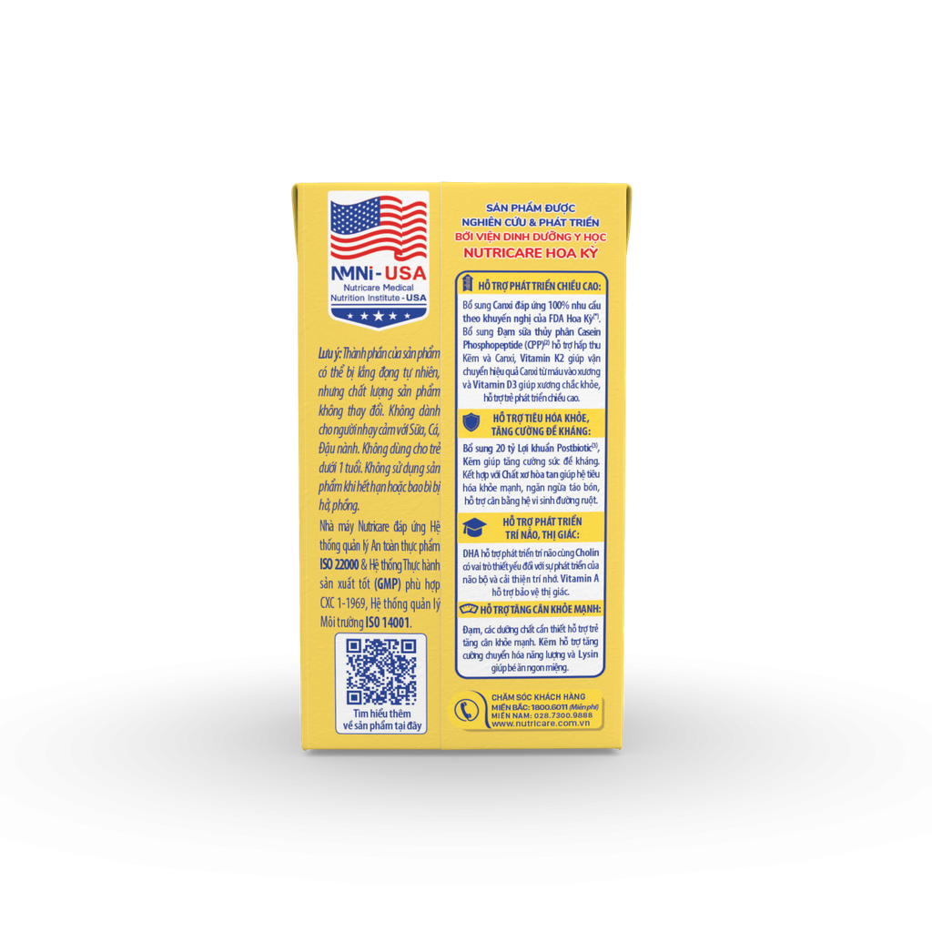 Lốc 4 hộp sữa pha sẵn 110ml Nutricare Smarta Grow Opti - Cho trẻ từ 1 tuổi trở lên