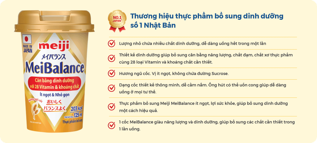 Thùng 24 hộp thực phẩm bổ sung Meiji MeiBalance hương ngũ cốc 125 ml dành cho người lớn