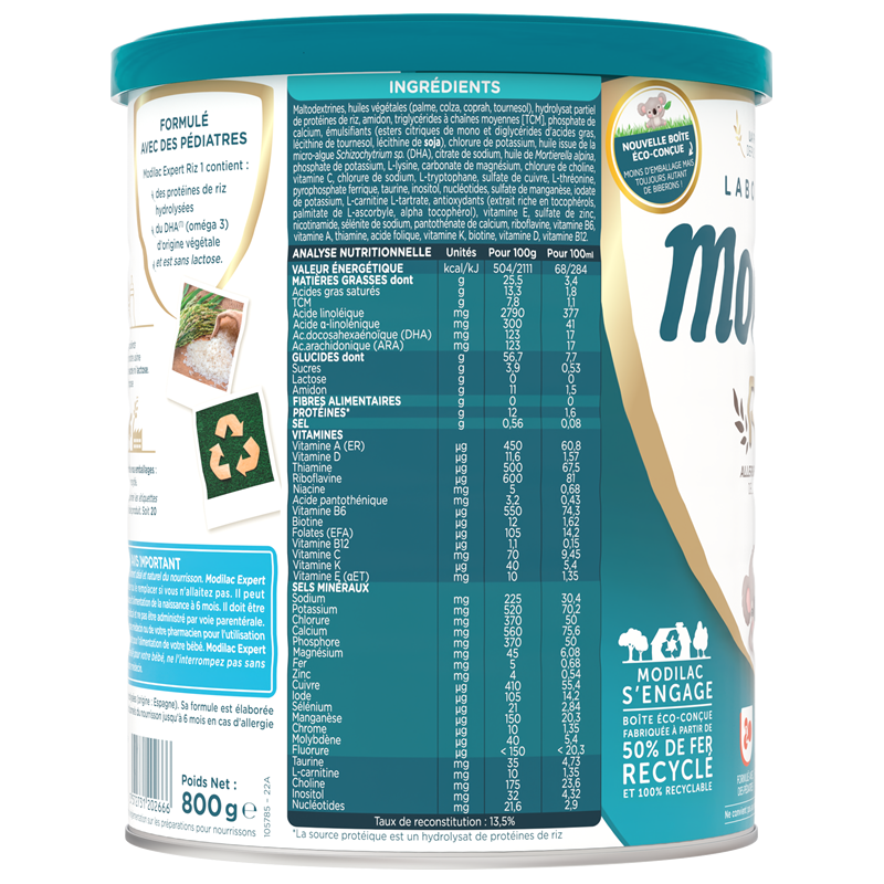 Sữa Modilac Expert Riz 1 800g (0-6 tháng)