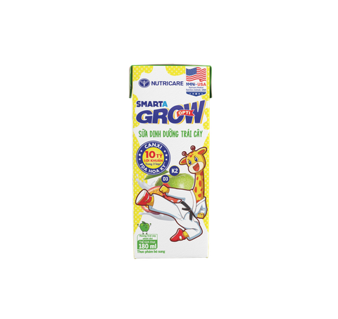 Lốc 4 hộp sữa pha sẵn 180ml Nutricare Smarta Grow -Sữa dinh dưỡng trái cây - Cho trẻ từ 1 tuổi trở lên.